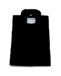 Prästskjorta Linne Dam rak modell lång ärm svart stl 38