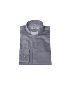 Prästskjorta Frimärke lång ärm Strykfri gråmelerad Stl XL
