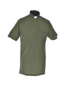 Prästskjorta Pikè kortärm Khaki (Olivgrön) L
