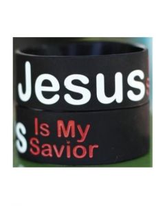 Armband - silikon Jesus is  My Savior -svart